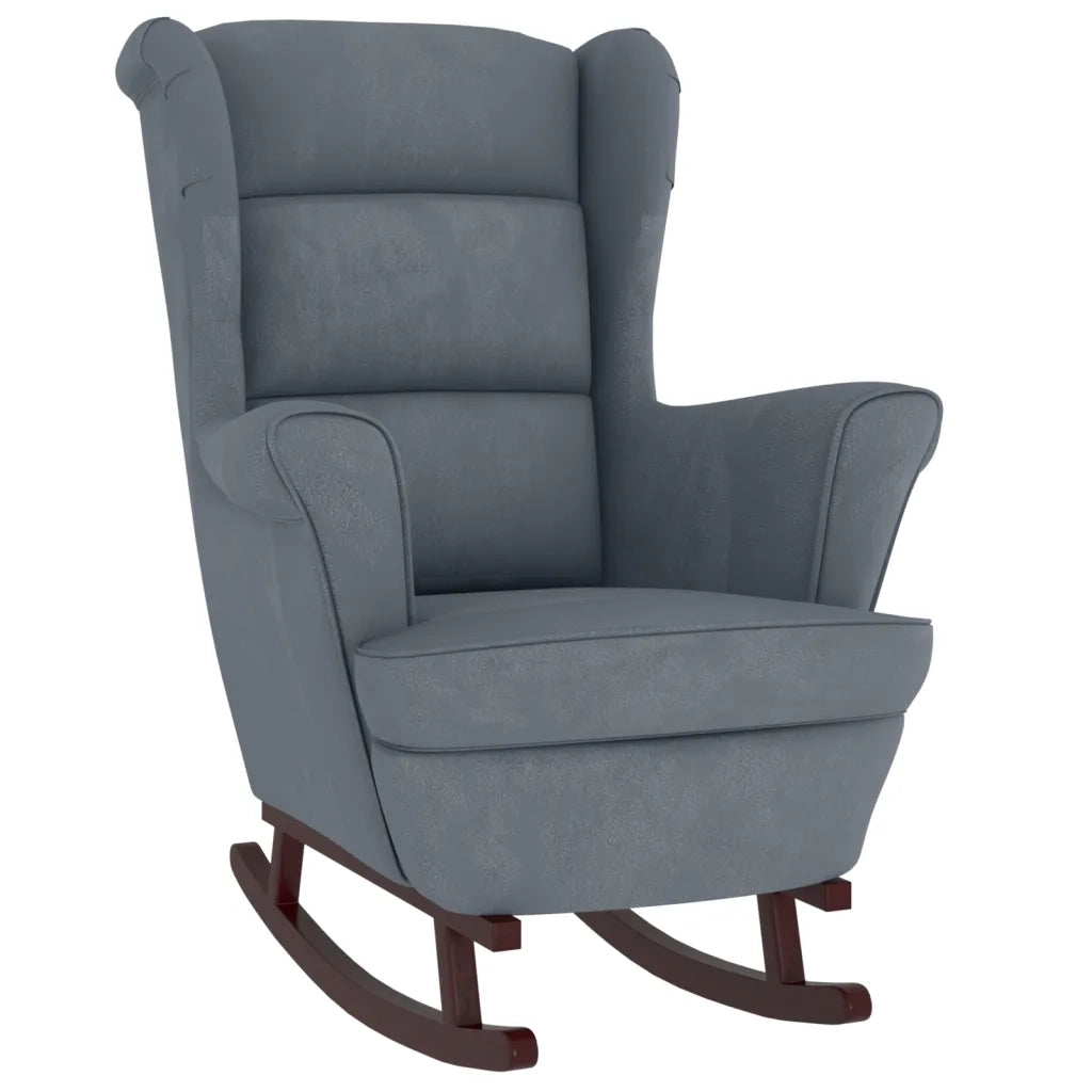 Sedia a dondolo con schienale alto in velluto grigio scuro 3121231