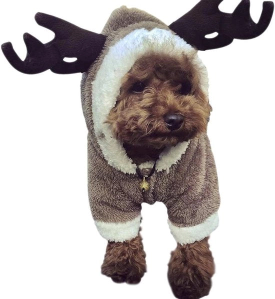 Giacca da Halloween per cosplay con costume di renna - Giacca di lana di pecora per cani - Abbigliamento caldo per animali domestici