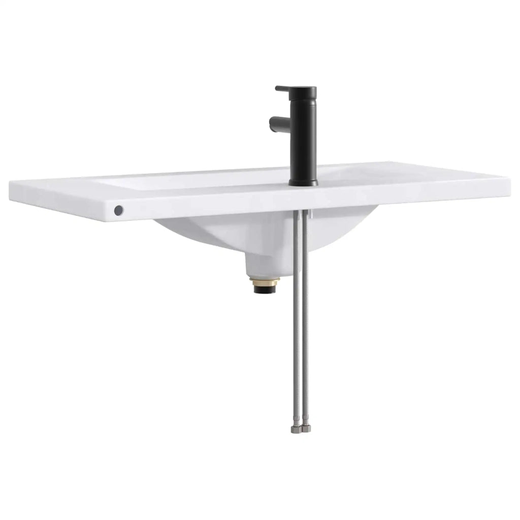 Lavabo da bagno Nero Opaco 81 x 40 x 17,5 cm Metallo 890237