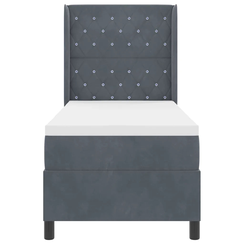 Letto a molle con materasso Grigio scuro 80 x 200 cm Velluto 3343785