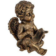 Statuetta decorativa a forma di angelo in metallo placcato oro 16,5x13,5x19,5h cm