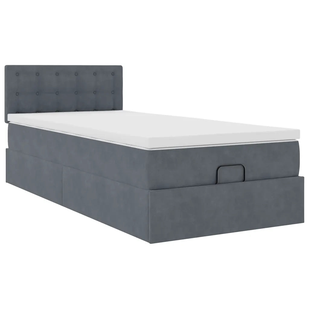Struttura Letto Pouf con Materasso 90x200 cm in Velluto