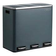 Contenitore per la raccolta differenziata contenitore per la raccolta differenziata 3 x 18 litri 3 scomparti meccanismo di chiusura ammortizzata pedali coperchio secchi interni in plastica con manici grigio antracite 12_0003236