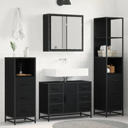 Set di mobili per il bagno 3 pcs Rovere Nero Legno multistrato 3402383