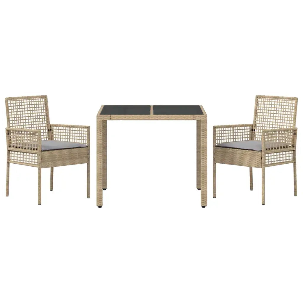 Set da Pranzo per Giardino 3 pcs Beige polyrattan 3334879