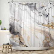 Douchegordino in marmo 180 x 200 cm, design modern astratto grigio oro bianco marrone con texture di marmo lavabile tenda doccia per bagno con tessuto in poliestere impermeabile per doccia con 12