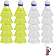 Impianti da badminton 24 pezzi - Nylon - Sostenibile - Attività ricreativa - Interno/Esterno - Giallo/Bianco - Adatto a tutte le età - Palloni da badminton