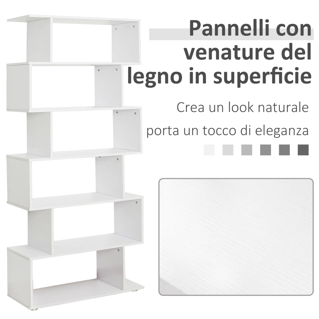 Libreria di Design Mobili Ufficio Scaffale in Legno 80x24x191cm Bianco