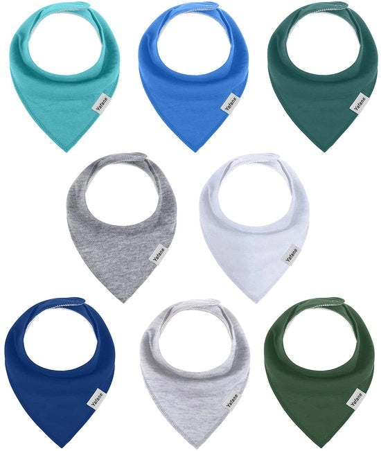 Set di asciugamani per bambini in forma di triangolo 8 pezzi, asciugamani per il collo, asciugamani per bambini in cotone, assorbenti, morbidi per bambini maschi, per bambini in età prescolare.