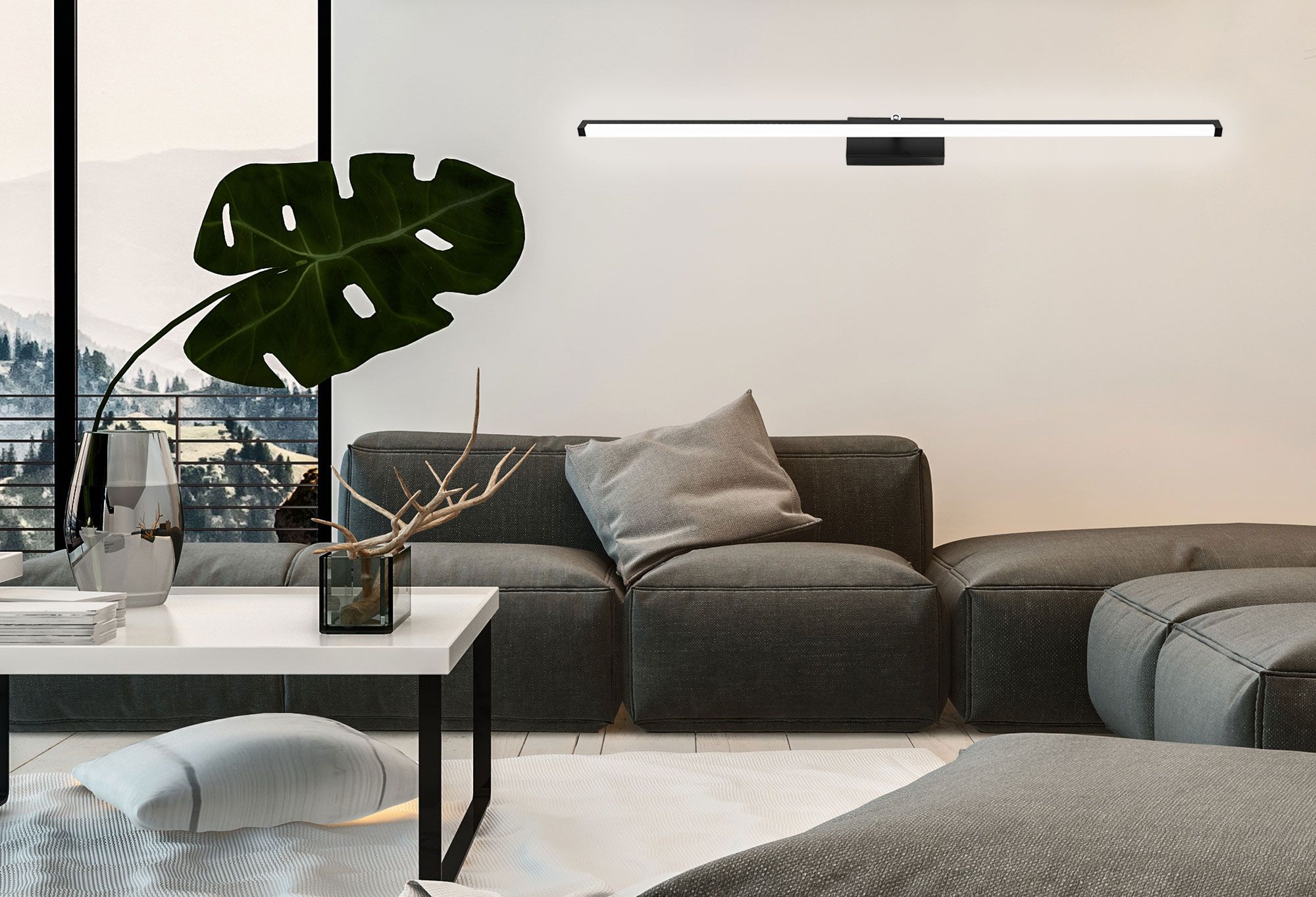 Lampada Da Parete Da Bagno Led Sopra Specchio 20w 100cm APP375-1W Nero