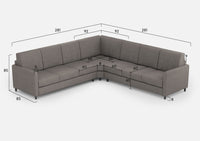 Divano Angolare 7 Posti 281x281x85 cm Karay in Tessuto Grigio