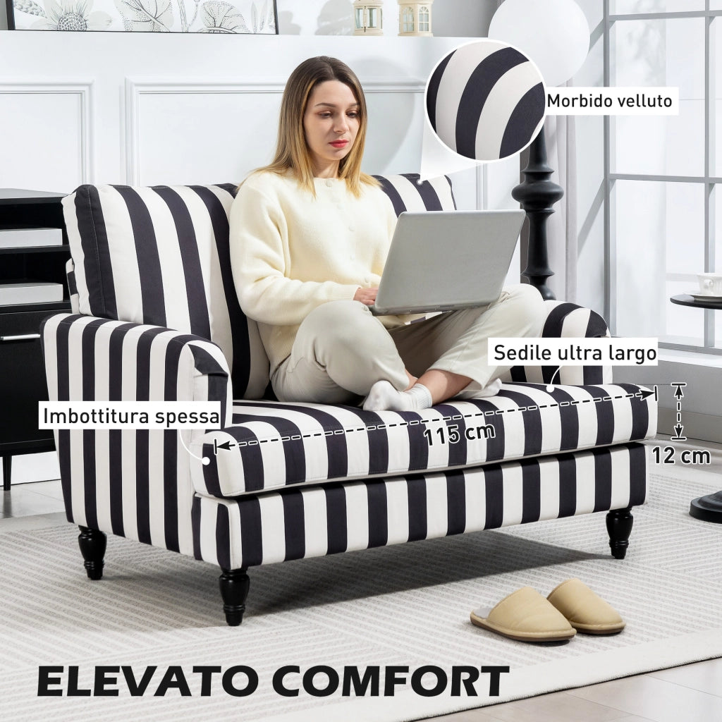 Poltrona Relax in Velluto ¨C Zephmum ¨C Nero e Bianco 115x82x82