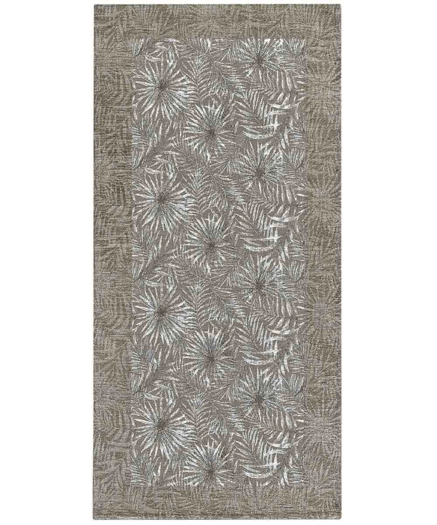 Tappeto passatoia moderno MALESIA FANGO disegno giungla tropicale natura foglie felci, arredo cucina corridoio multiuso lavabile antiscivolo cm.55x280