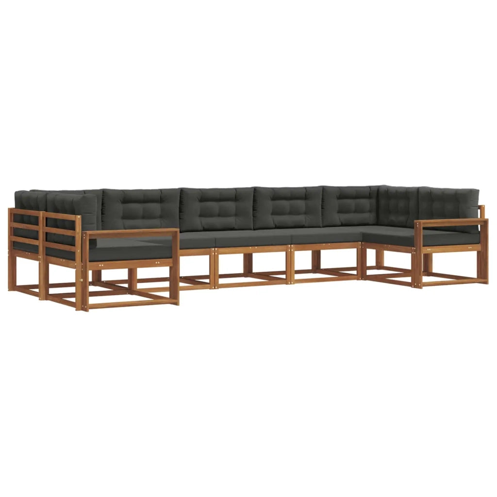 Set di divani da esterno con cuscino 7 pcs Naturale e Antracite
