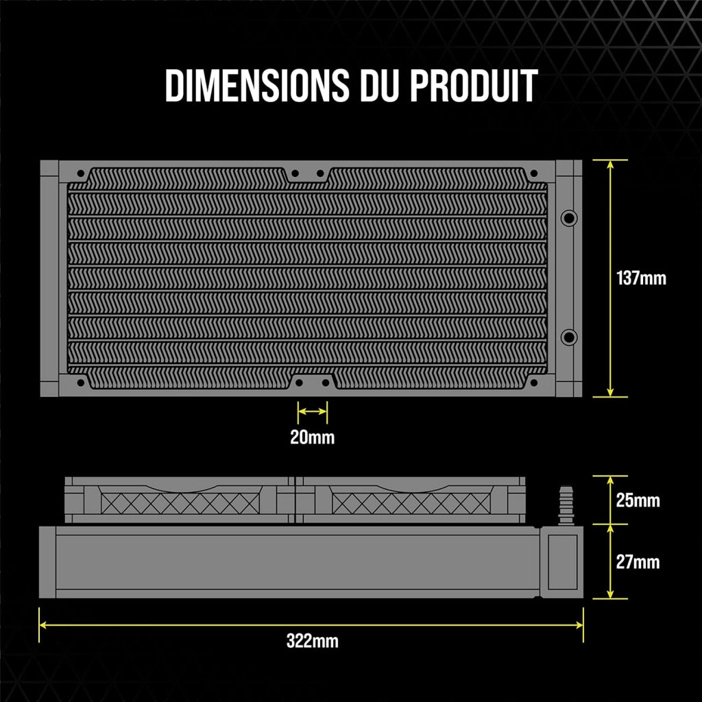Dissipatore a Liquido 33 LED RGB CAPELLIX Ultra-Luminosi, Due Ventole PWM ML RGB da 140 mm, 400 a 2.000 RPM, Modalità Zero RPM, iCUE Commander CORE Incluso, Nero, Radiatore di 280mm