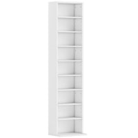 Libreria Scaffale Porta CD 33x24x140 cm con 6 Ripiani Regolabili Capacità di 260 CD/120 DVD Bianco