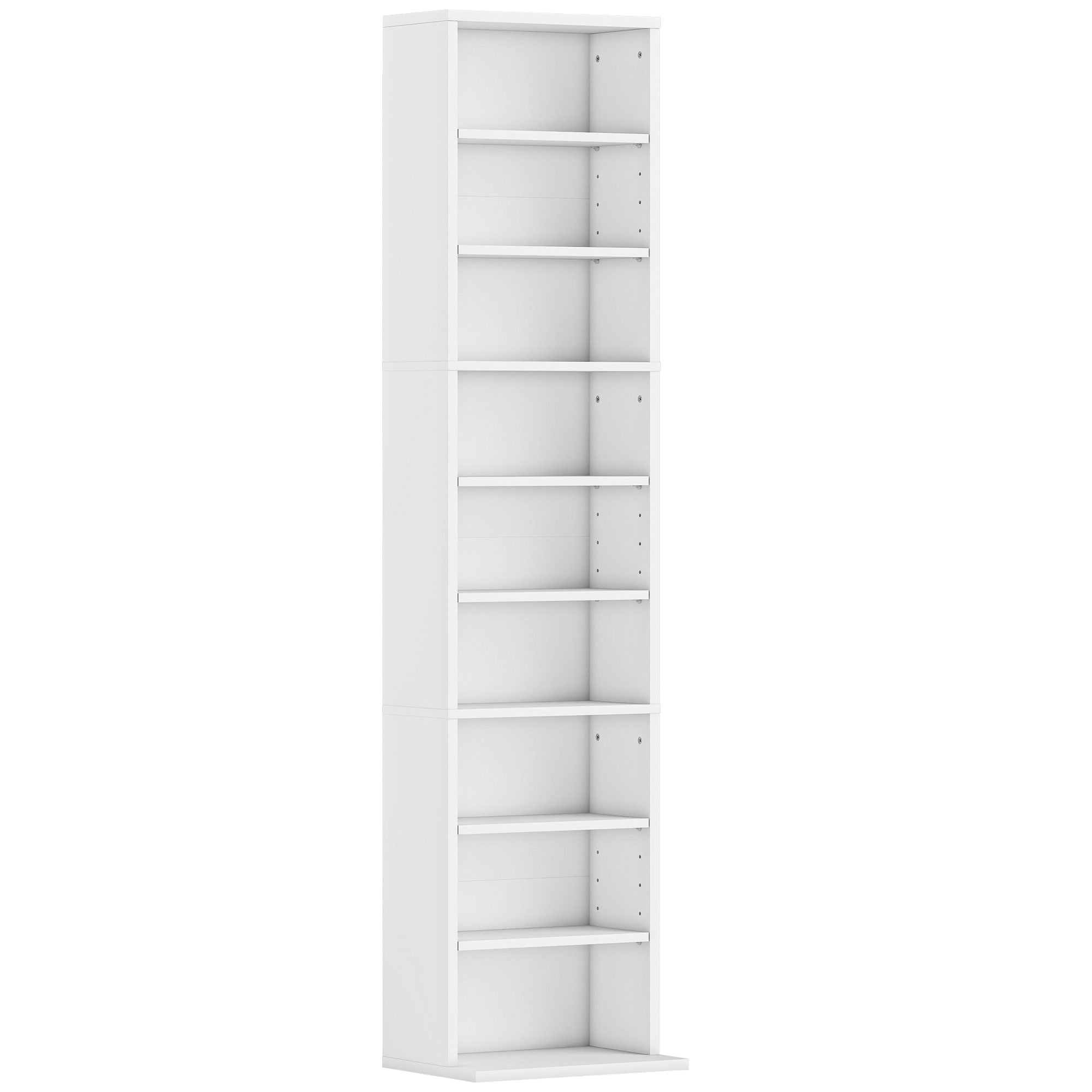 Libreria Scaffale Porta CD 33x24x140 cm con 6 Ripiani Regolabili Capacità di 260 CD/120 DVD Bianco