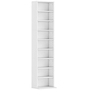 Libreria Scaffale Porta CD 33x24x140 cm con 6 Ripiani Regolabili Capacità di 260 CD/120 DVD Bianco