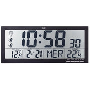 Trevi 0M353000 OM 3530 RC Orologio digitale Radiocontrollato con Sensore Esterno Temperatura Interna e Esterna Sveglia Programmabile Formato 12 24 Ore Display LCD Grande Angolo di Visione Muro Tavolo colore Nero