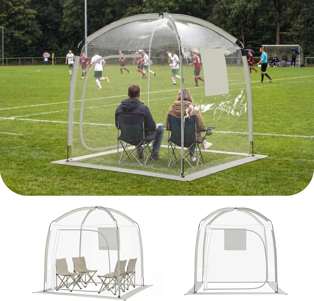 Tenda a Bolla Trasparente per 2-4 Persone, Vista Panoramica a 540°, Tenda Sportiva Pieghevole con 4 Corde Antivento, 4 Picchetti e Borsa per Eventi Sportivi, Pesca e Campeggio