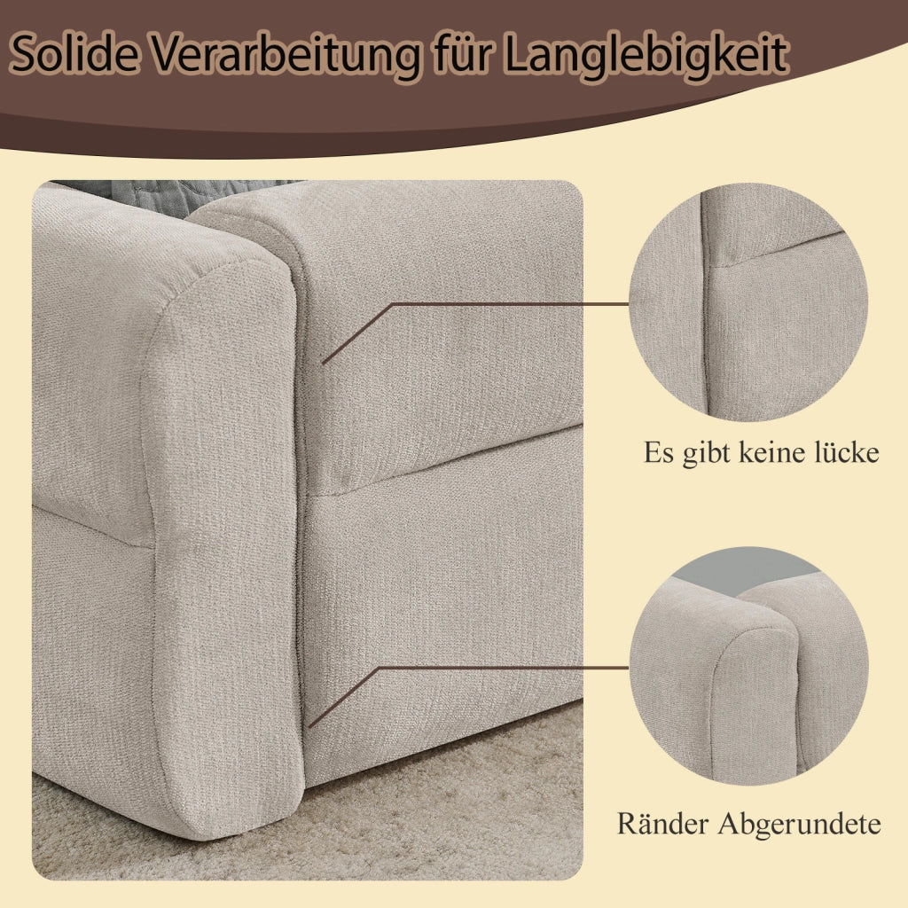 Letto Singolo 90x200 cm; con Schienale Imbottito e Struttura Rinforzata; Beige