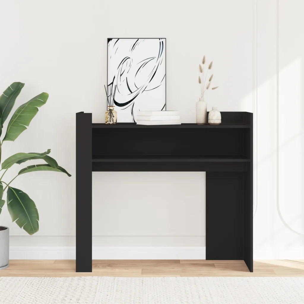 Tavolino Consolle-Tavolino da soggiorno-Tavolino da Salotto Nero 100x35x90 cm in Legno Multistrato