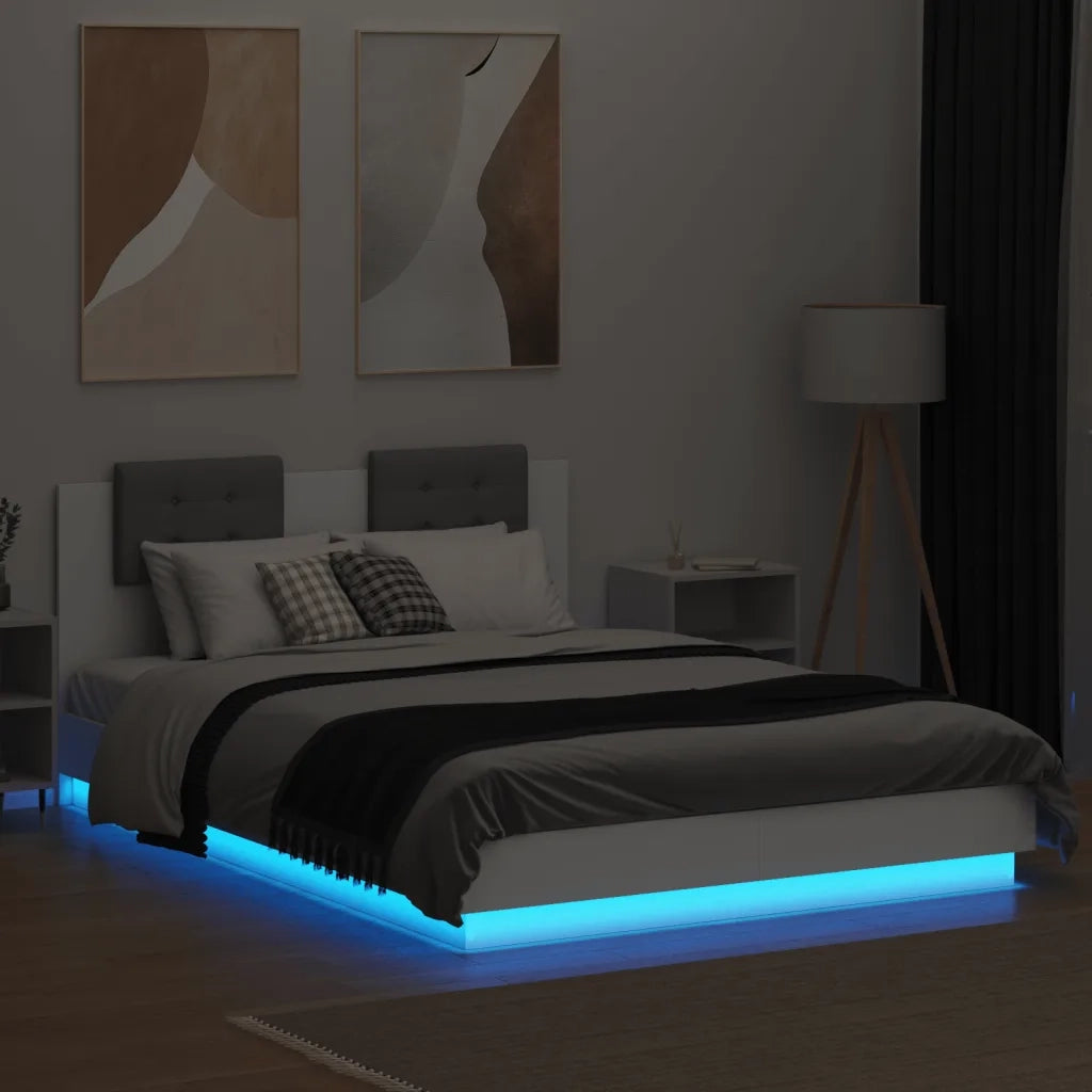 Giroletto con Testiera e LED Bianco 150x200 cm 3210003