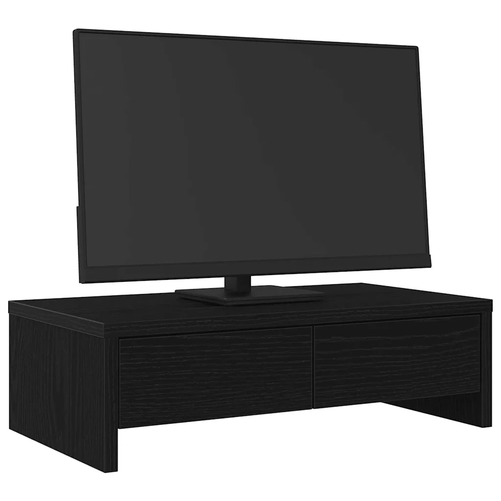 Supporto Monitor con Cassetti Rovere Nero 50x27x15cm Truciolato 868085