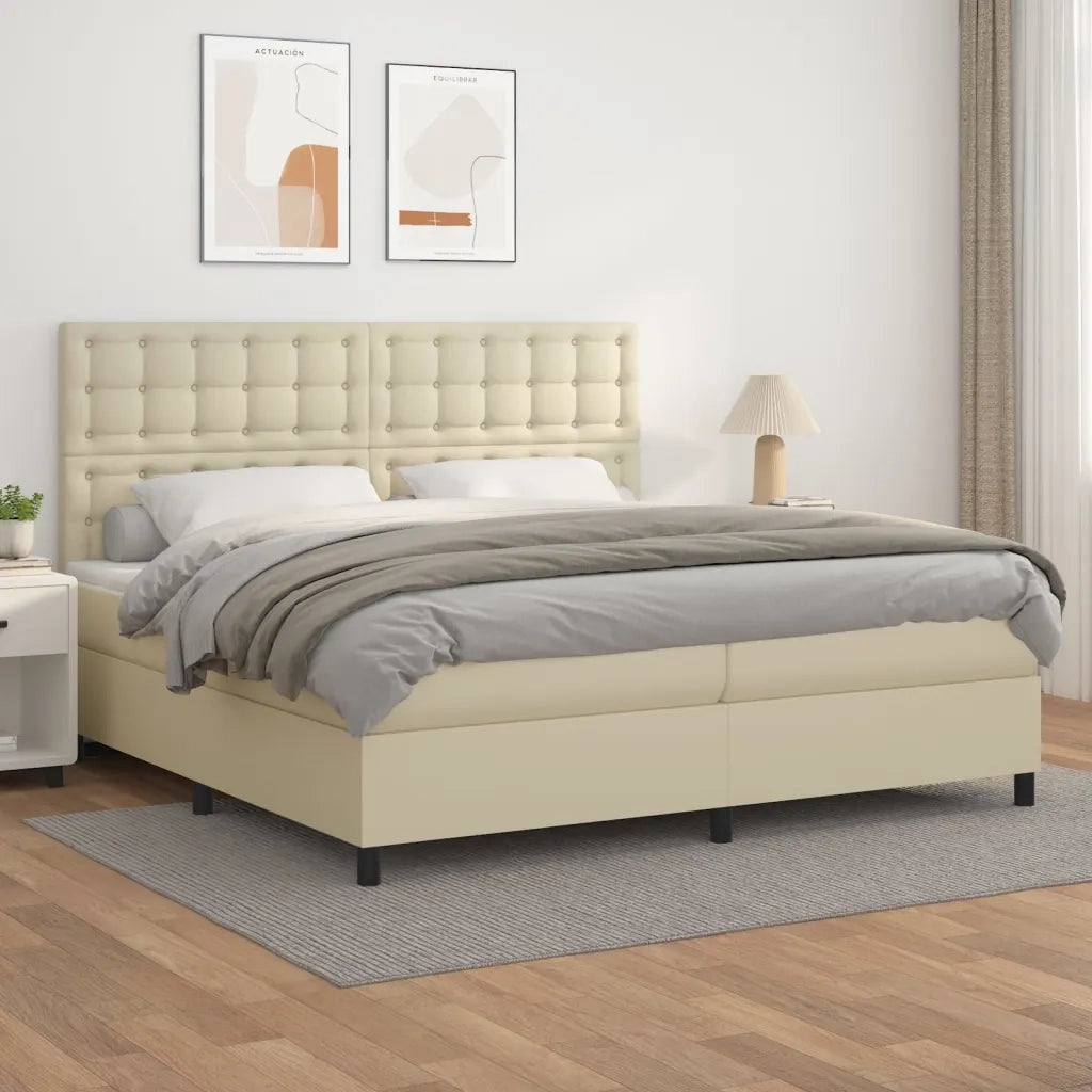 Giroletto a Molle con Materasso Crema 200x200 cm in Similpelle 3142865