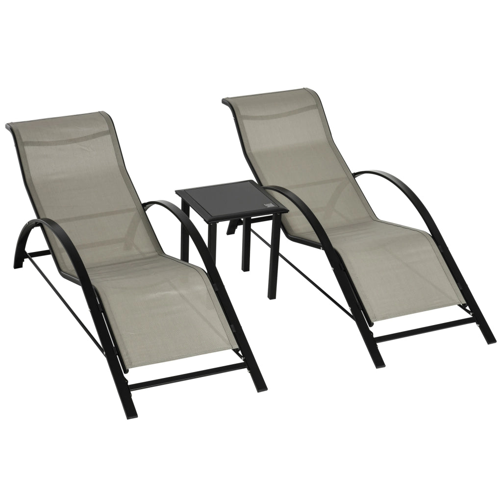 Lettini da giardino ¨C zephmum ¨C 2 pezzi, grigio, metallo, vetro temperato