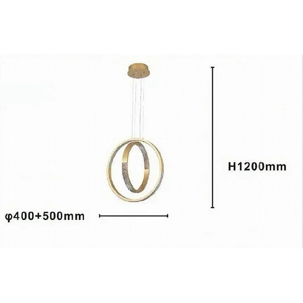 Trade Shop - Lampadario A Sospensione Led 64 W Circolare Effetto Cristallo Moderno Oro 32170 -