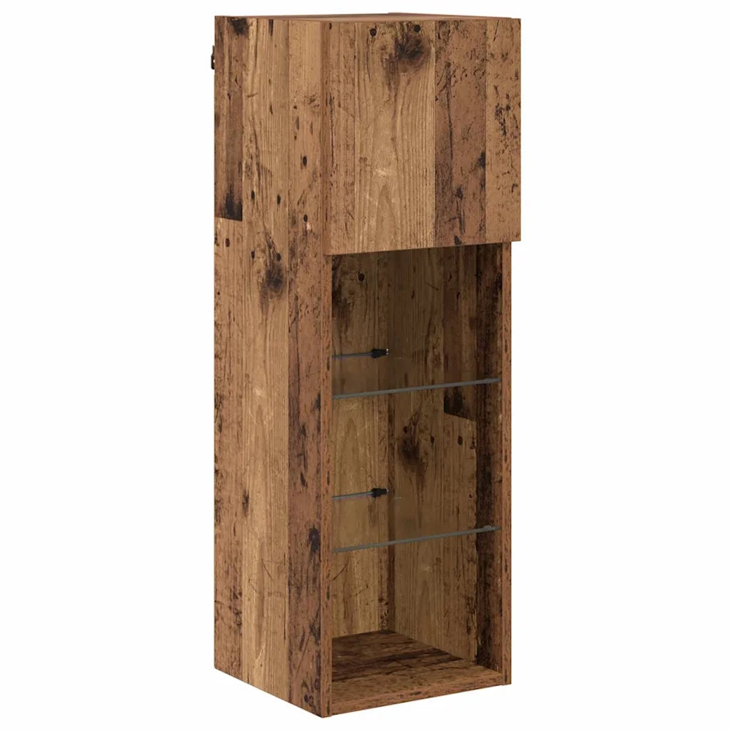 Mobile TV da Parete con LED Legno vecchio 30,5 x 30 x 90 cm