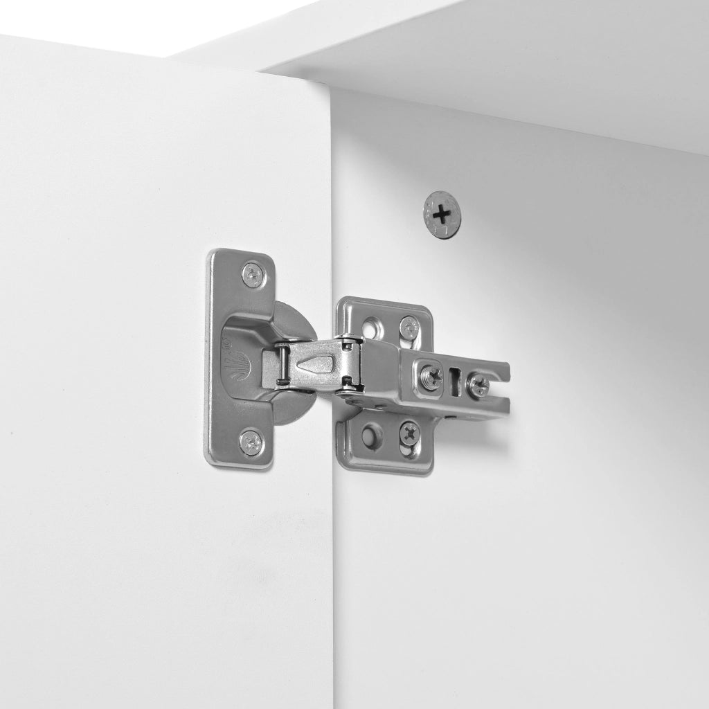Credenza con 4 Ante; Motivo geometrico e Cerniere ammortizzate; per Soggiorno; in MDF; 140 × 40 × 80 cm; Bianco