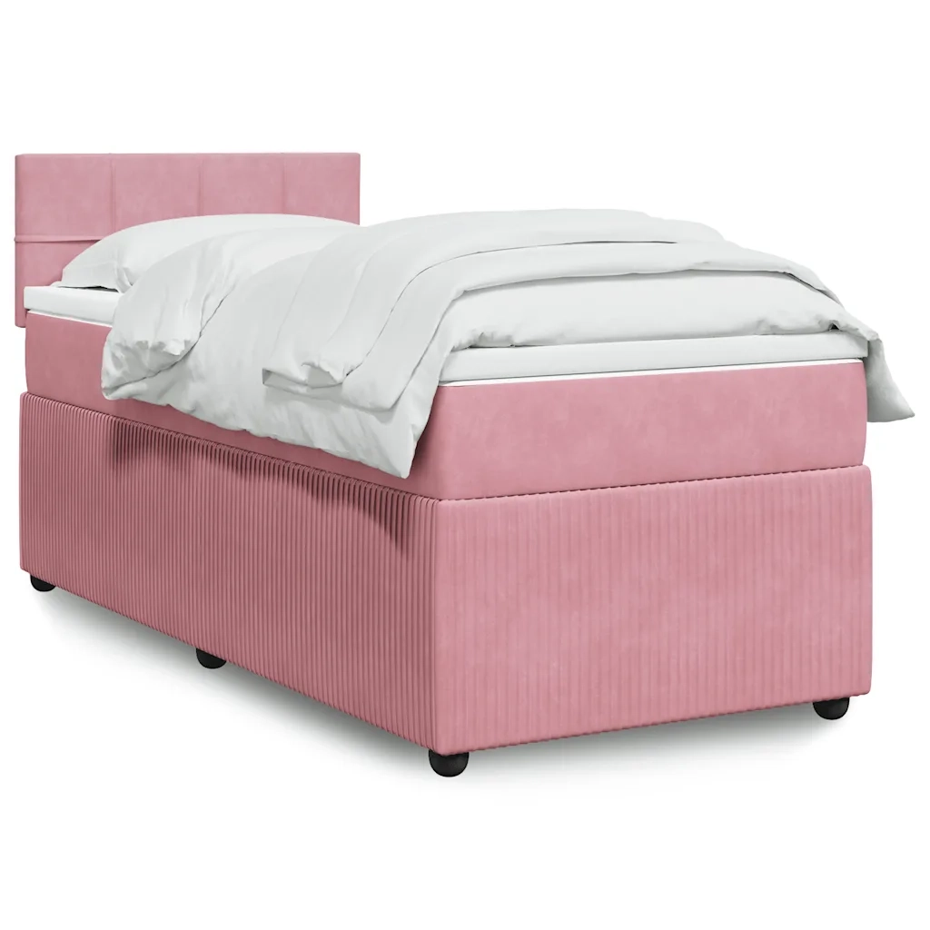 Giroletto a Molle con Materasso Rosa 100x200 cm in Velluto 3287667