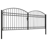 Cancello per recinzione ASSEN a doppia anta con parte superiore ad arco in acciaio 400x150 cm 143094