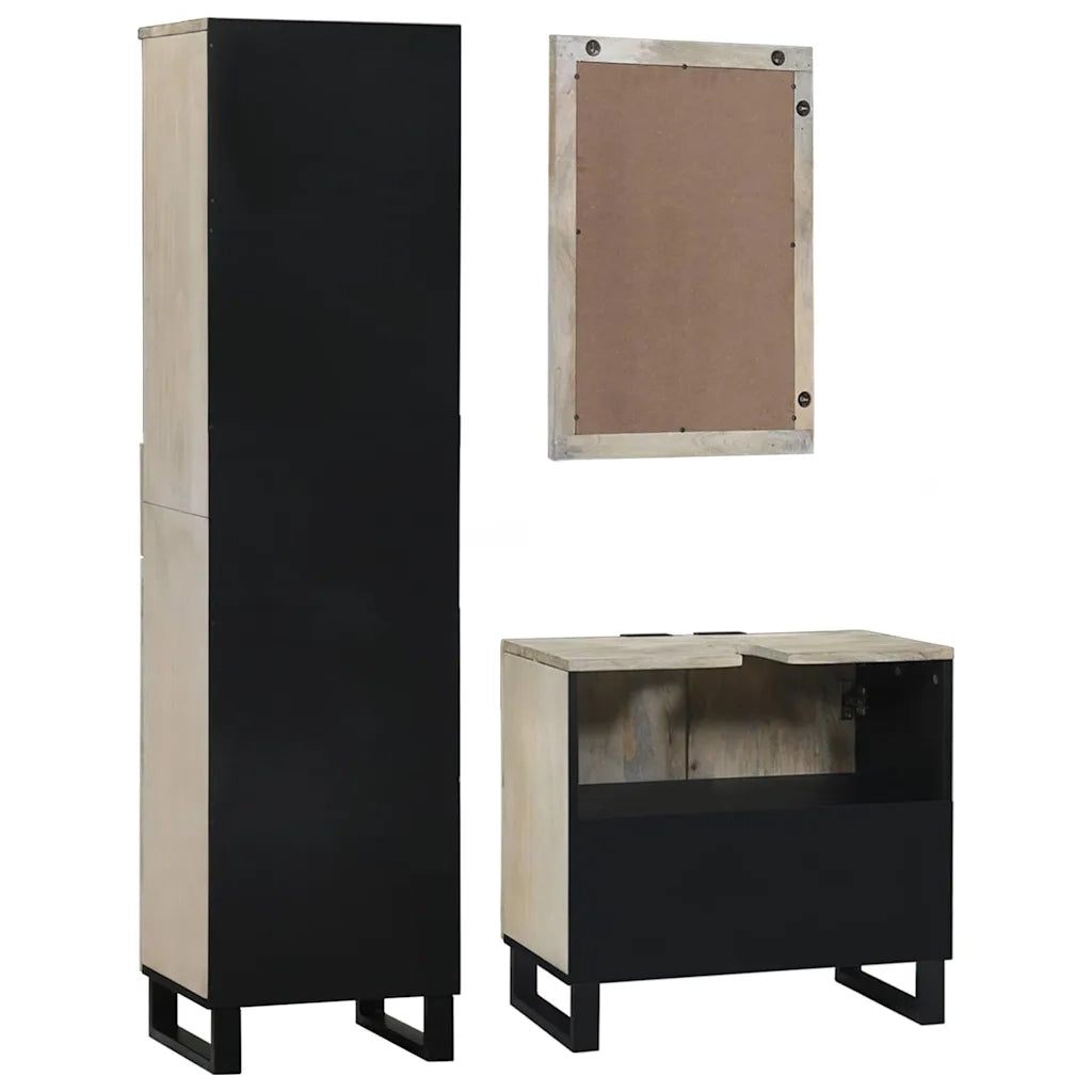 Set di mobili per il bagno 3 pcs Bianco Legno multistrato