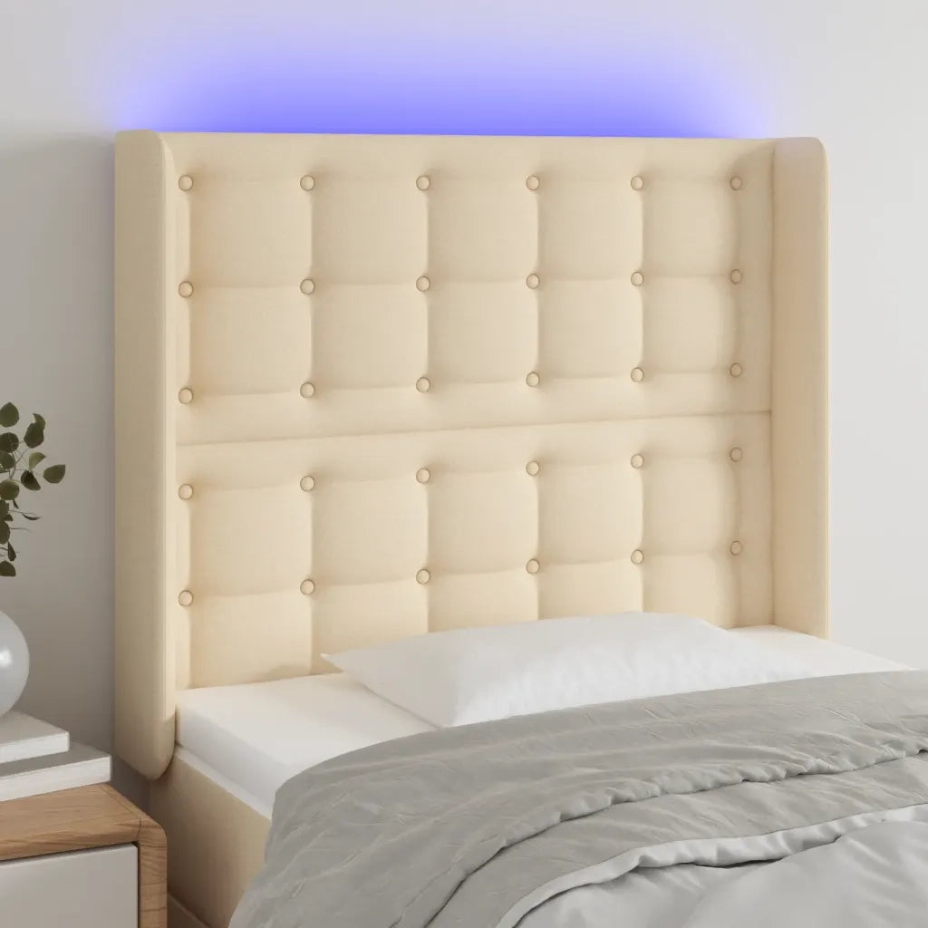 Testiera a LED-Testata con LED Crema 103x16x118/128 cm in Tessuto 569417