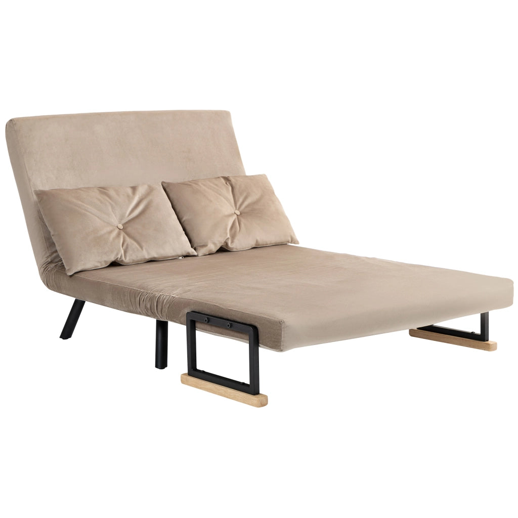 Divano Letto in Tessuto Effetto Velluto con Schienale Regolabile ¨C Zephmum ¨C 102x73x81 cm, Marrone Chiaro