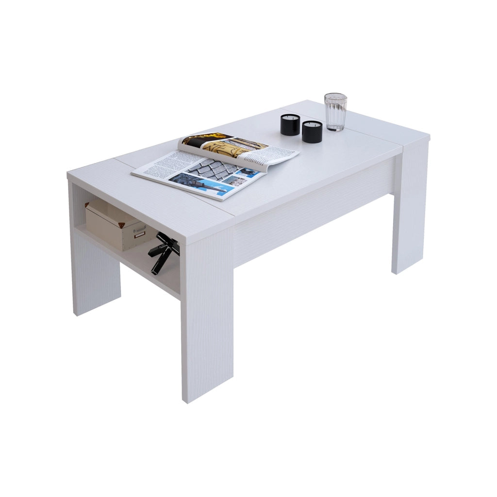 Corallo, Tavolino da Salotto un Vano, 98x50x43h cm Bianco