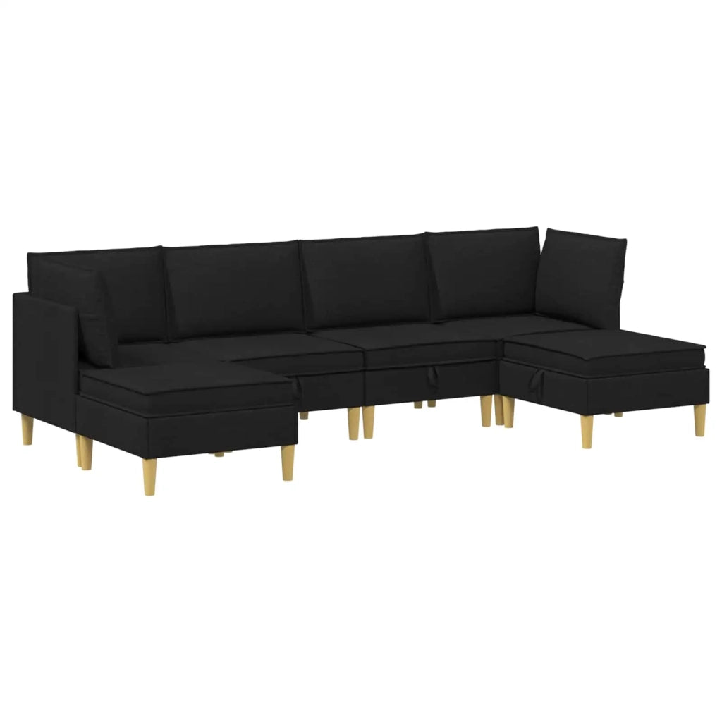 Set di mobili per il soggiorno con cuscino 6 pcs Nero Tessuto 3413687