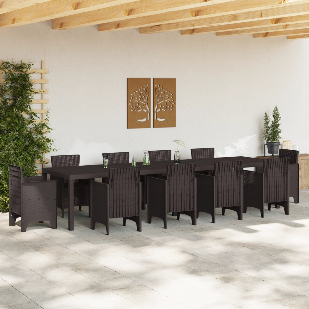 Tavolo da Giardino  Marrone 350x100x73 cm Polirattan