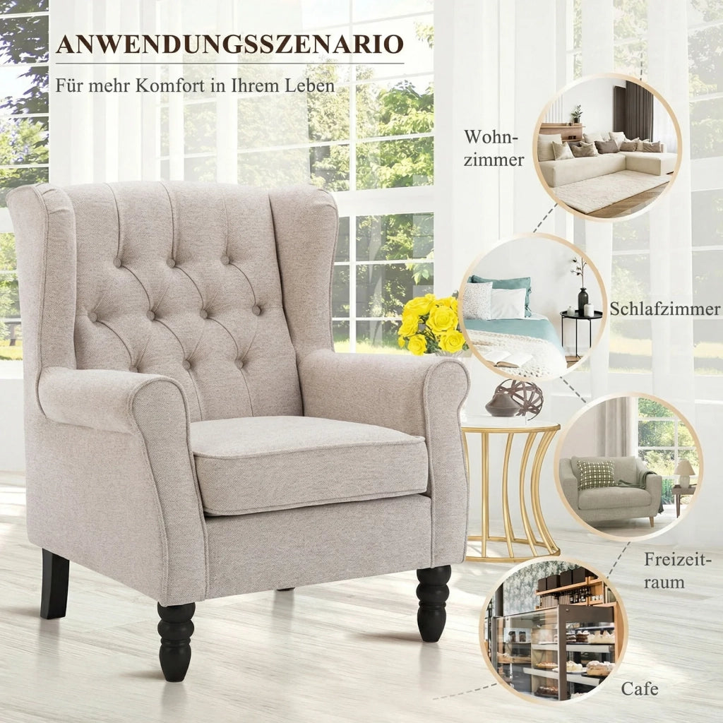 Poltrona Design Minimalista, Comfort e Stile per Interni Moderni - Beige