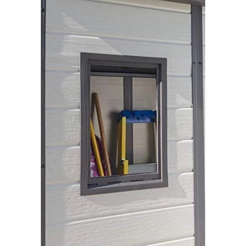 Keter K242788 Manor Pent Casetta da Giardino in Resina 183.5x185x200 cm con Pavimento e Finestra colore Beige