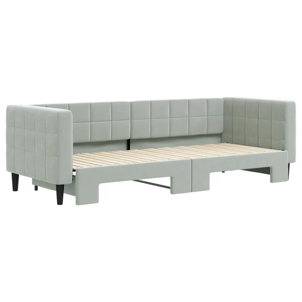 Divano Letto con Letto Estraibile Grigio Chiaro 80x200 Velluto 3196684