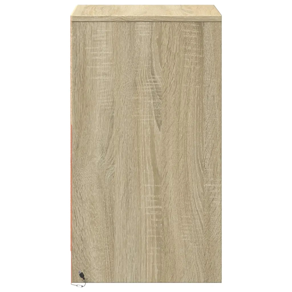 Set di 2 Comodini | Armadio da Notte | Mobiletto da notte con Luci LED Rovere Sonoma in Legno Multistrato