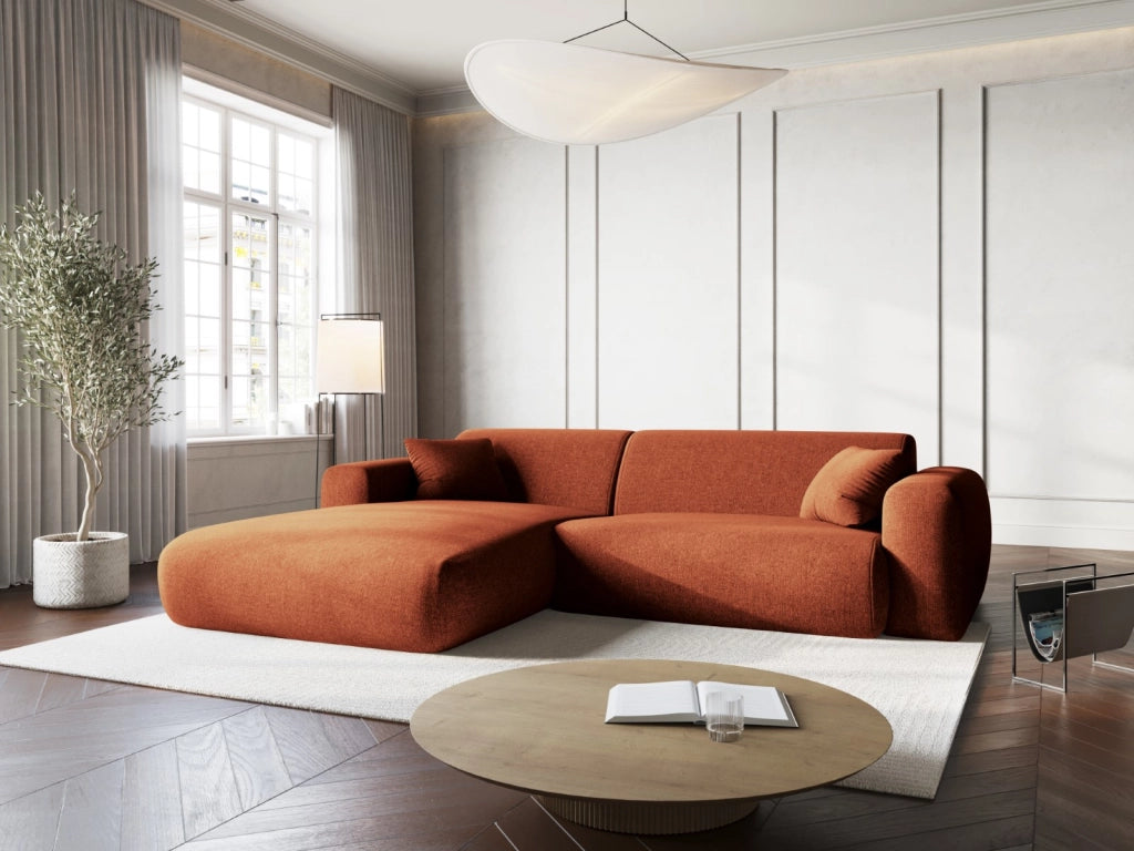 Cosmopolitan Design - Divano angolare sinistro "Nolio" 4 posti in ciniglia terracotta 