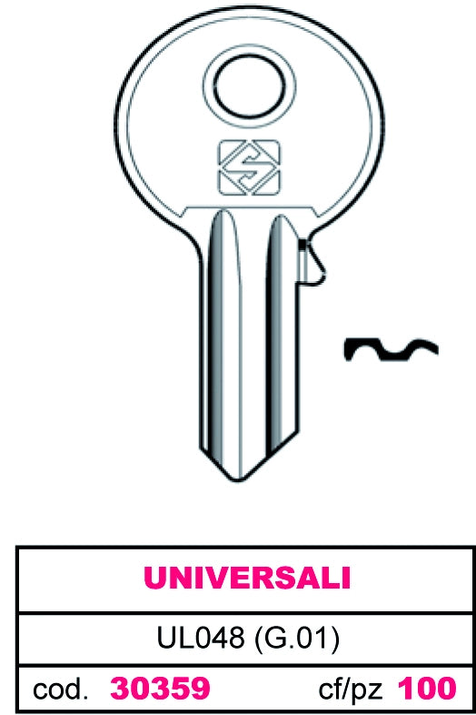 Silca CHIAVE OTTONE UL048 (G.VAB 0) UNIVERSALE 20.00 pz