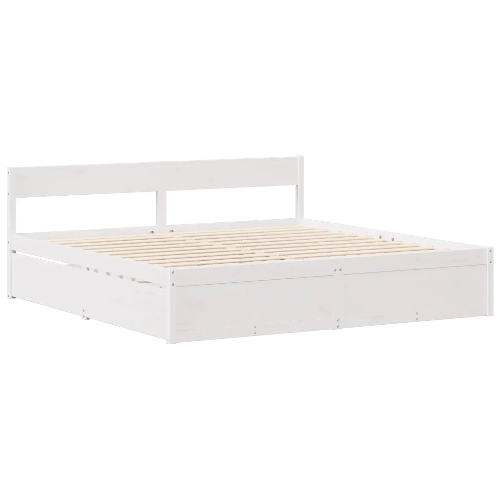 Letto senza Materasso Bianco 150x200 cm Legno Massello di Pino
