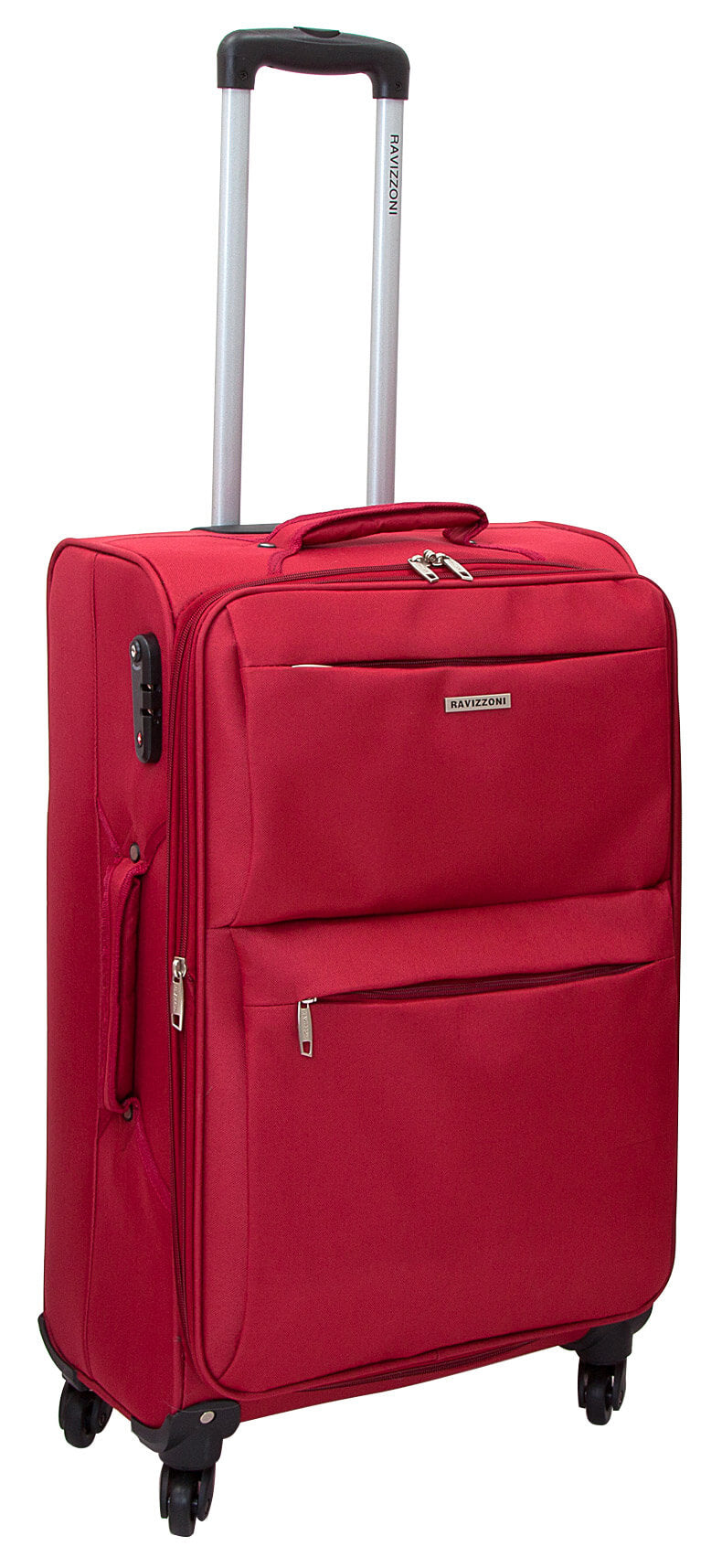 Set 3 Valigie Trolley Morbide in Poliestere 4 Ruote TSA Ravizzoni Singapore Rosso Mattone