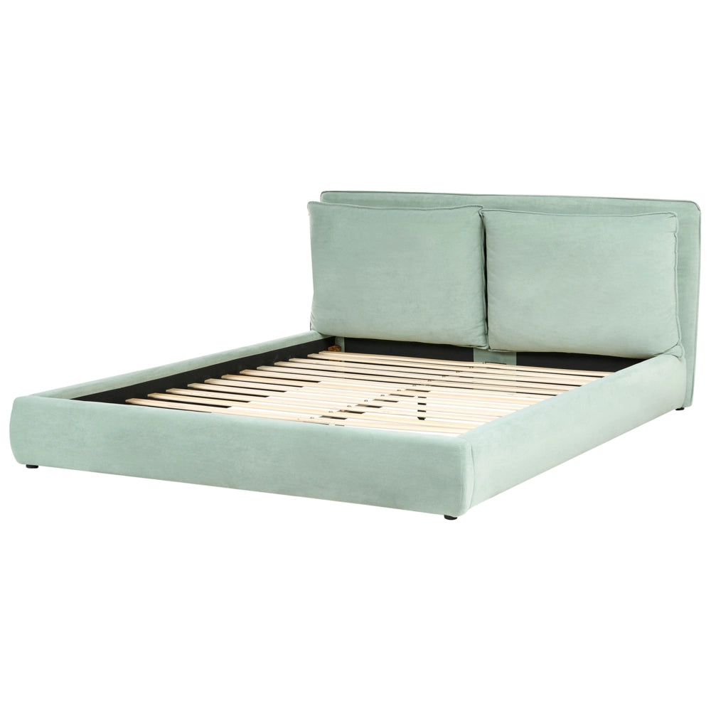 Letto moderno velluto verde menta 180 x 200 cm testata imbottita